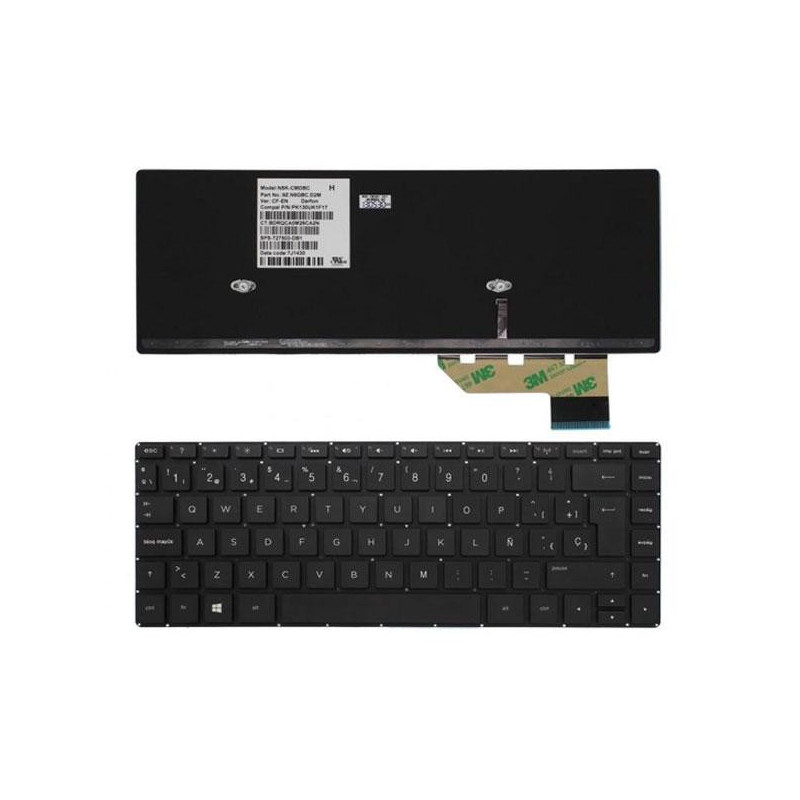 Teclado compatible para portátil HP Envy 14 Series / 14-k / Negro Sin marco