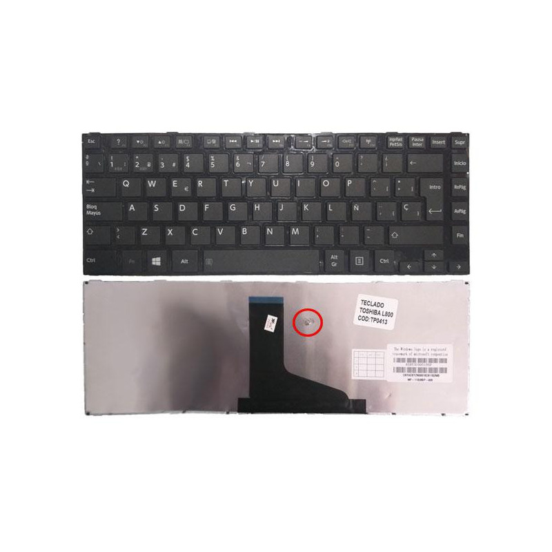 Teclado compatible para portátil TOSHIBA L800 / L830 / L840 Negro / Con marco