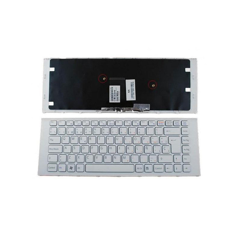 Teclado compatible para portátil SONY Vaio vpc-ea blanco con marco