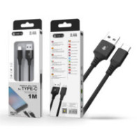 Cable datos USB 2.0 a Type-C / 1m / 2.4a / Aluminio / B6242 / Negro / One+