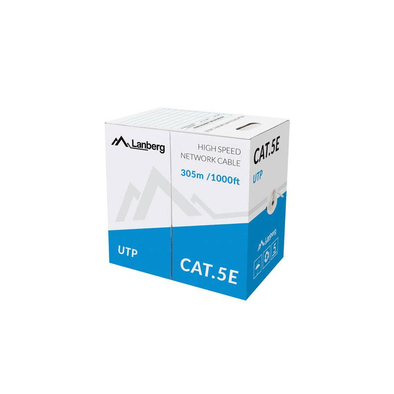 Bobina 305 metros interior Cat.5 UTP rigido / Gris / Lanberg   Lcu5-10cc-0305-s