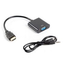 Cable adaptador HDMI a VGA + Audio Lanberg / Negro / Ad-0017-bk