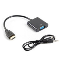 Cable adaptador HDMI a VGA + Audio Lanberg / Negro / Ad-0017-bk