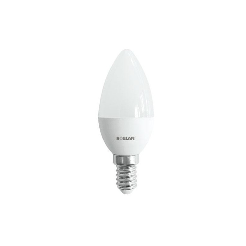 Bombilla LED Roblan e14 vela / A+/ 5w / Calido / 3000k / 390lm / 220-240v LEDVELA05E14C