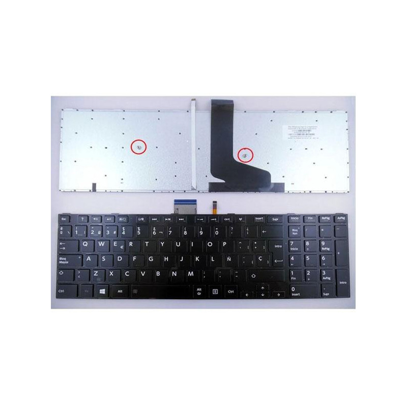 Teclado compatible para portátil TOSHIBA Satellite S50 / S50-A / S50D / S50T / S55 / S55D / Retroiluminado con marco