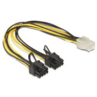 Adaptador alimentacion gráfica 6 pines pci-e a 2x 6+2 Pines Pci-e  / 30cm / Delock 83433