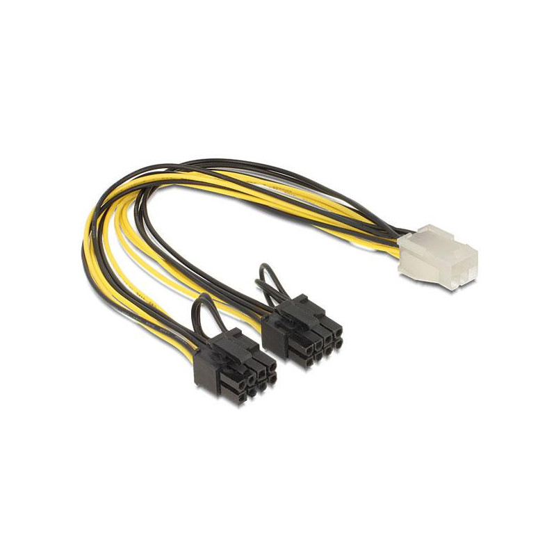 Adaptador alimentacion gráfica 6 pines pci-e a 2x 6+2 Pines Pci-e  / 30cm / Delock 83433