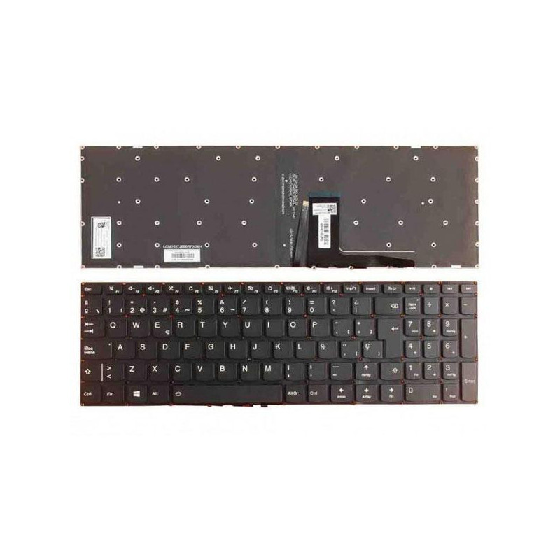 Teclado compatible para portátil LENOVO Ideapad 310-15 / 310-15ikb / 310-15Isk / 510-15Isk / Negro / Sin marco / Retroiluminado