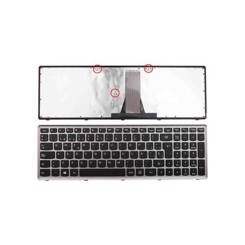 Teclado compatible para portátil LENOVO IdeaPad g500s / g505s / s500 / s510p / z510 / Marco plata / negro