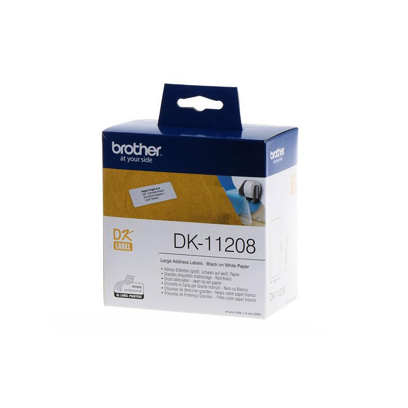 Etiquetas Original Brother DK11208  38x90 mm  Negro sobre Blanco