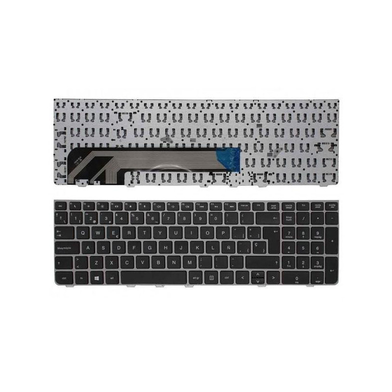Teclado compatible para portátil HP Probook 4530s / 4535s / 4545s / 4730s Negro / Marco Plata