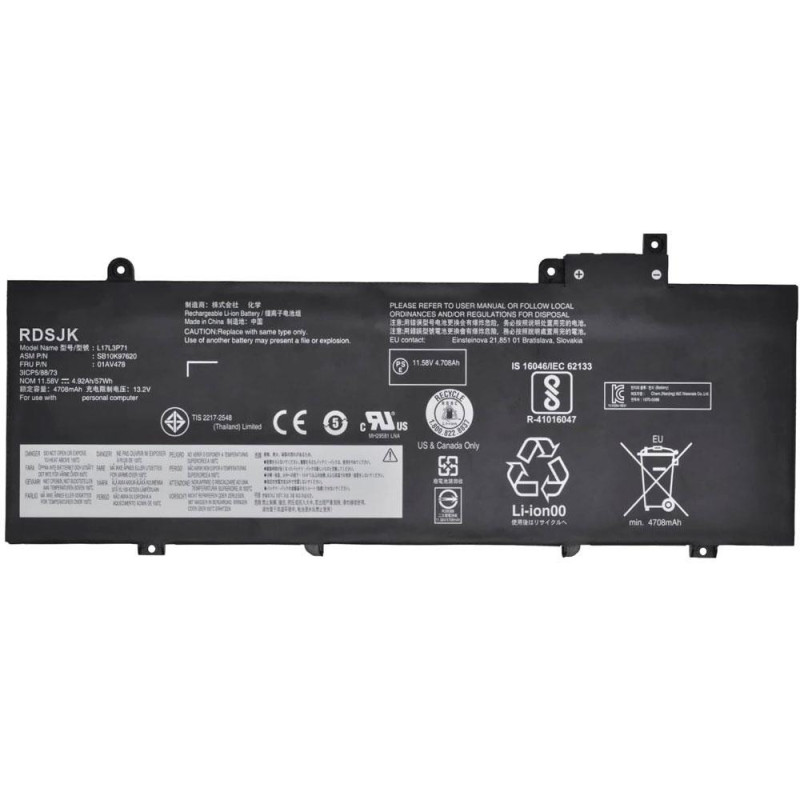 Batería compatible para portátil LENOVO L17L3P71 11.58V 57WH
