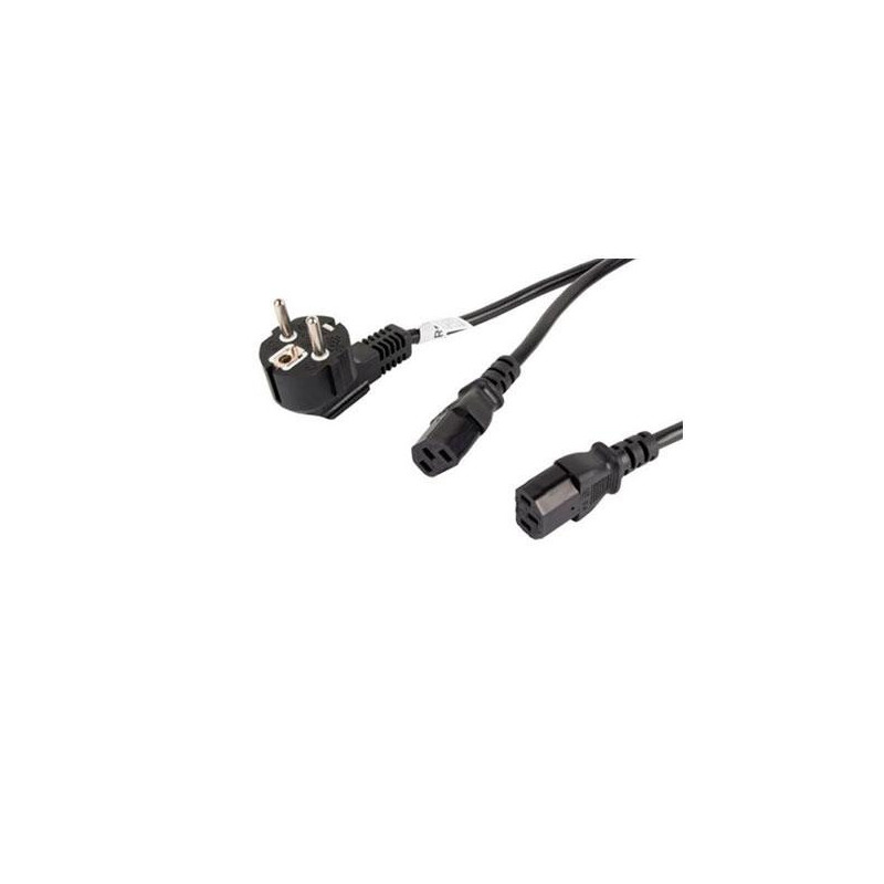 Cable alimentacion Lanberg / Conector Cee 7/7 Macho a 2x C13 Hembra / 2 m / ca-c13c-13cc-0018-bk