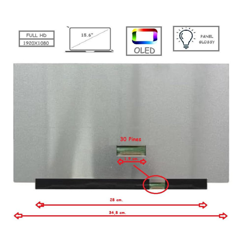 Pantalla para portátil OLED 15.6\ Slim 30 Pines Full HD Sin Brackets / Brillo"