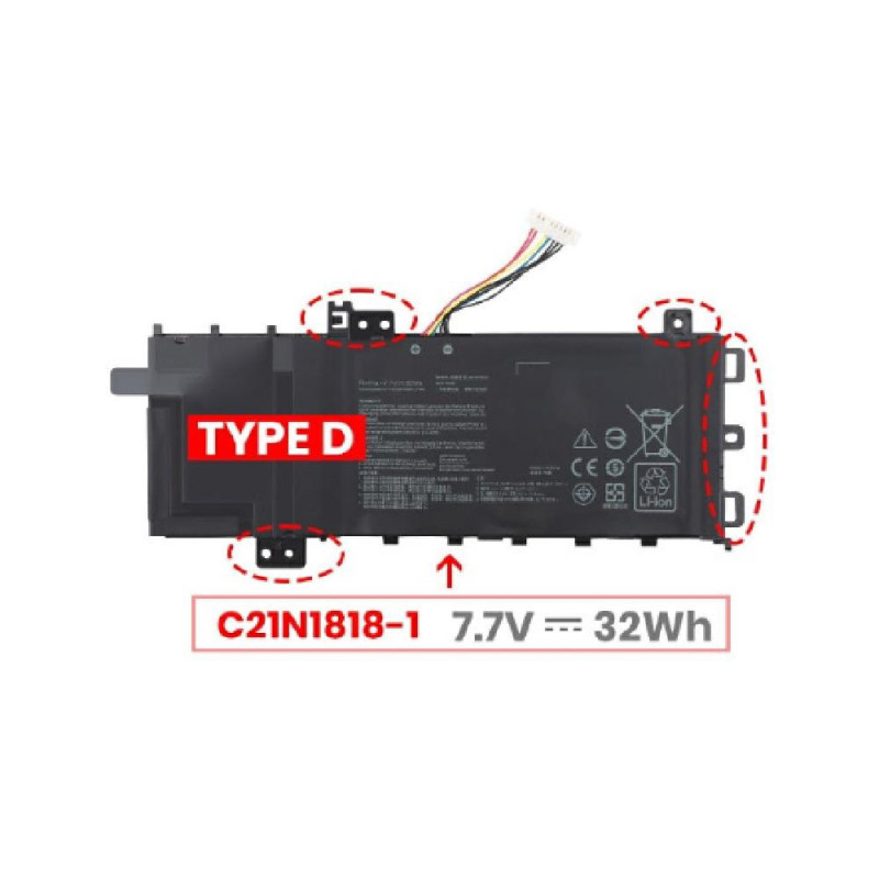 Batería compatible para portátil ASUS C21N1818-1 7.6V 4150mAh