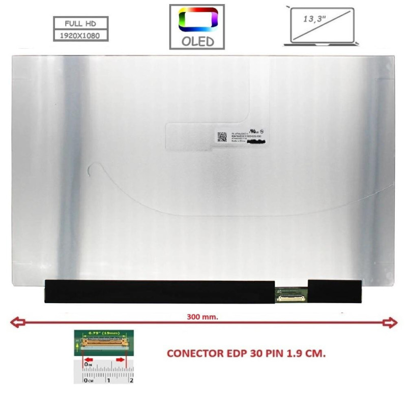 Pantalla compatible para portátil OLED 13.3\ SLIM 30 Pines FULL HD Sin Brackets"