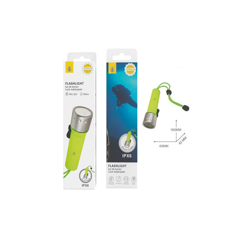 Linterna Buceo NR9343 LED 1W  / IPX6 / Resistente al agua / Bateria 4*AA / Amarilla / 2903439