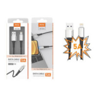 Cable datos USB 2.0 a Lightning iPhone 8-14 / 1m / 5a / Carga rapida / TB1281 / Plata / One+