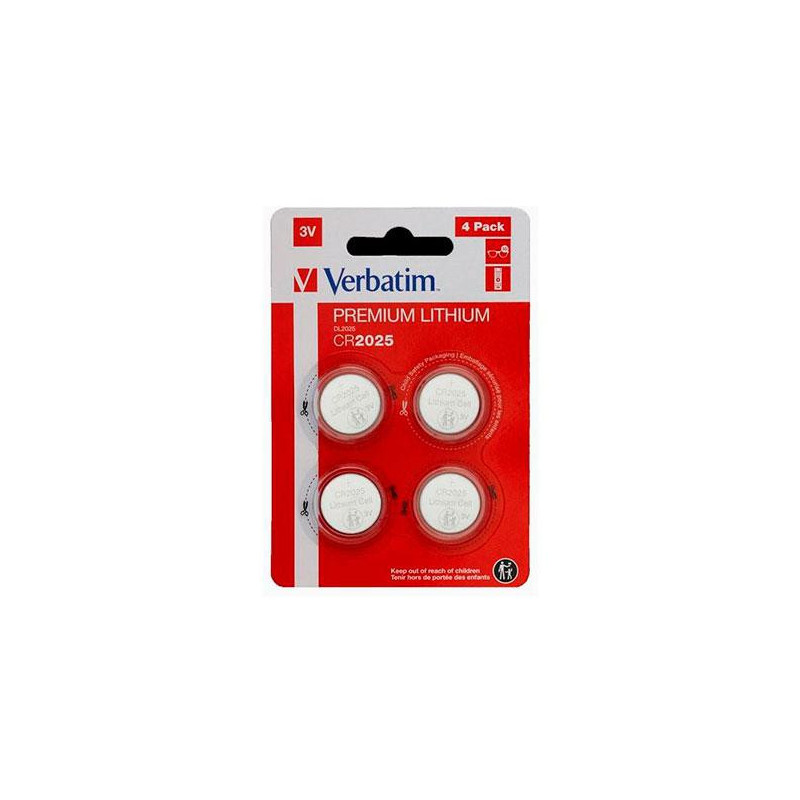 Pilas boton Litio Verbatim CR2025 3V Pack 4 unid.