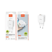 Cargador de red Usb QC3.0 + Type-C / 25W / Blanco / TA0332 / MTK