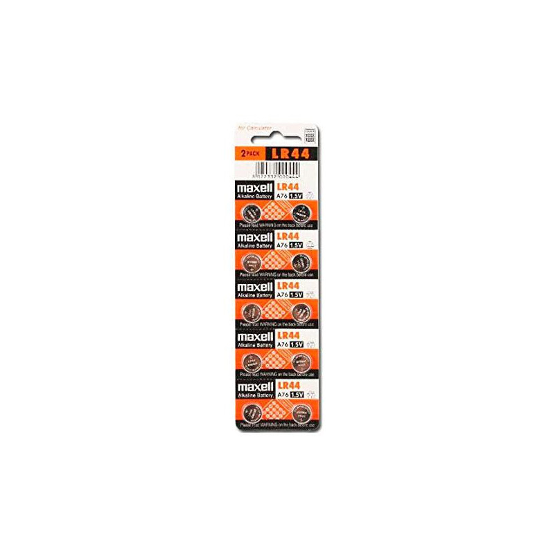 Pila boton Alcalina LR44 Maxell / 1.5V / Ag13 / (10 Uds)