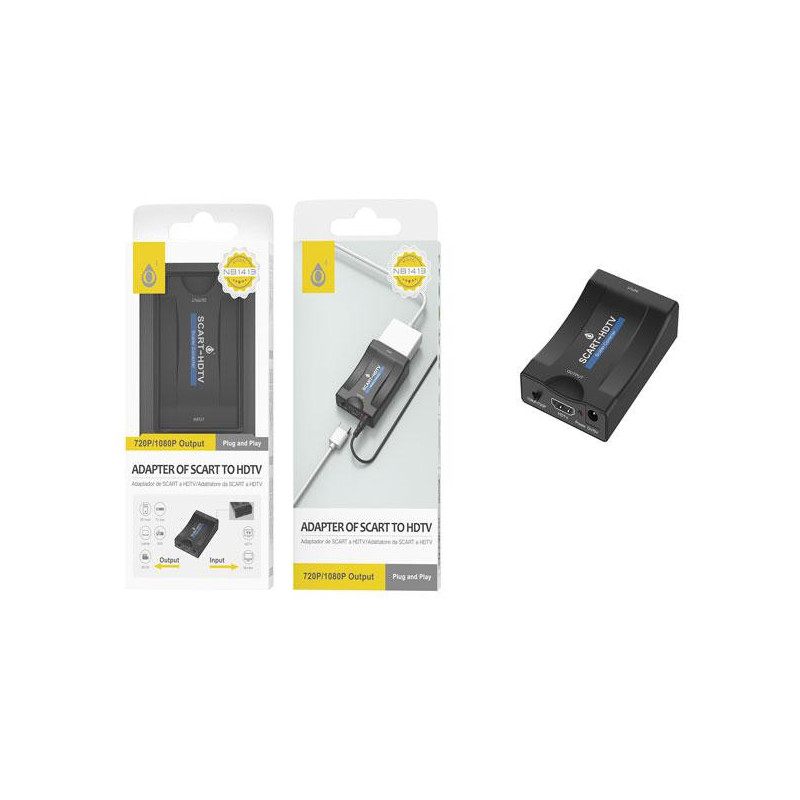 Adaptador Video euroconector Scart Hembra a HDMI Hembra / NB1413 / Negro / ONE+