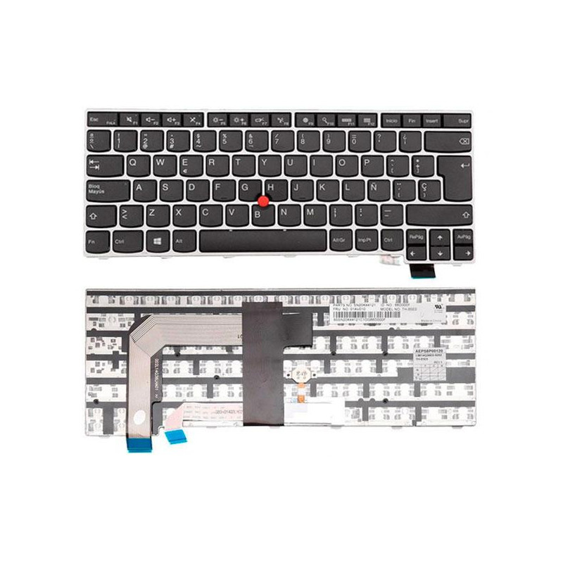 Teclado compatible para portátil LENOVO T460S gris + Pointstick Retroiluminado con marco