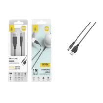 Cable de carga USB con conector jack DC 12V / 2a / 5.5x2.5mm / NB1332 / Negro