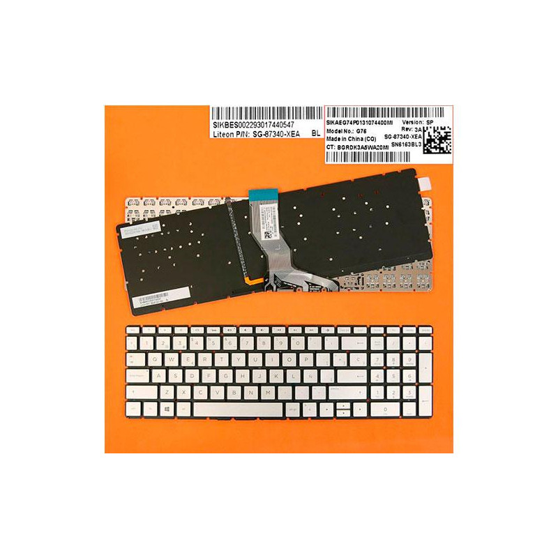 Teclado compatible para portátil HP Pavilion 15-CD / Retroiluminado / Negro