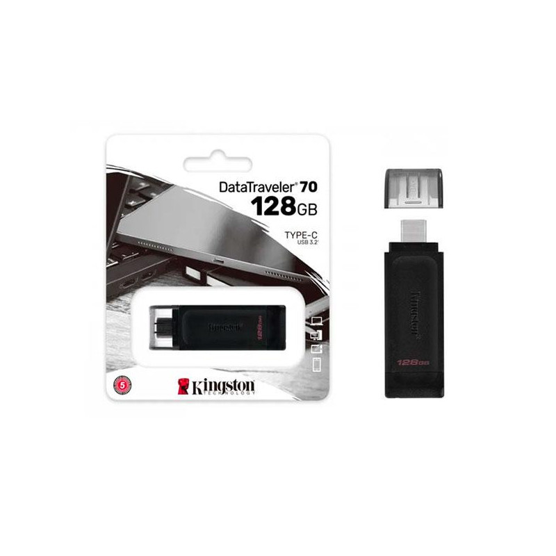 Pendrive Kingston DT70 128Gb Type-C 3.2 Gen.1 / Negro