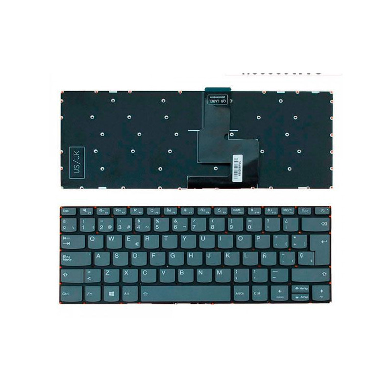 Teclado compatible para portátil LENOVO Ideapad 320-14Isk / 320-14Ikb / Gris / Sin Marco / Boton encendido