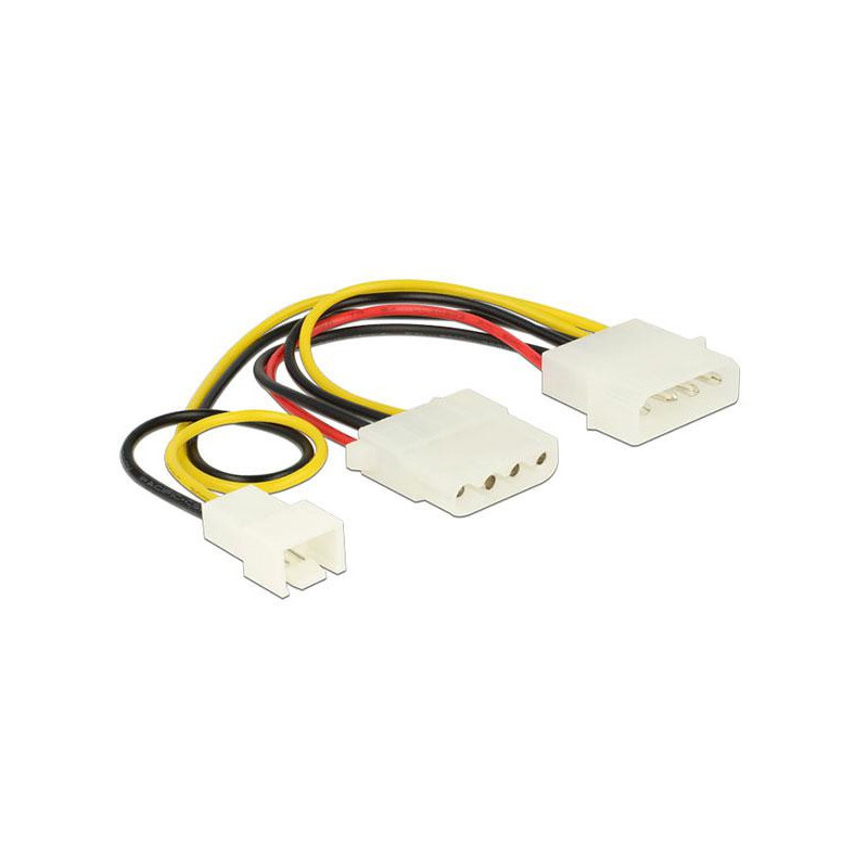 Cable molex gráfica 4 pines macho a 4 pines hembra + 3 pines ventilador / Delock 83658