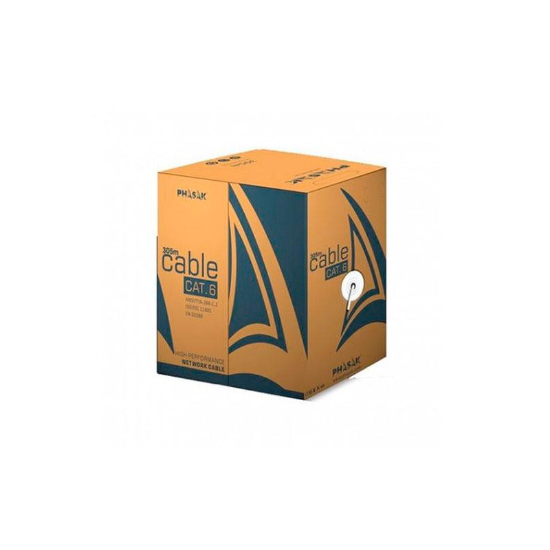 Bobina 305 metros interior Cat.6 UTP Rigido / Gris / Phasak PHR 6302