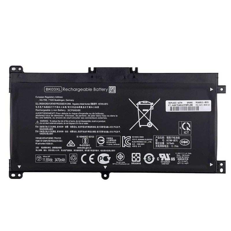 Batería compatible para portátil HP BK03XL 11.55V 3400mAh