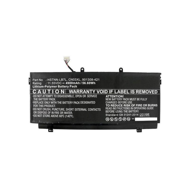 Batería compatible para portátil HP CN03XL 11.55V 49 Wh / Cable Largo