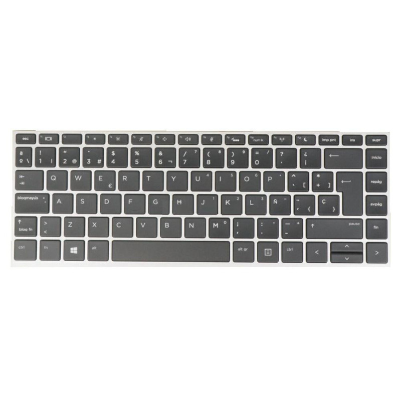 Teclado compatible para portátil HP 640 G4 / 640 G5 Marco Plata / Conector ancho