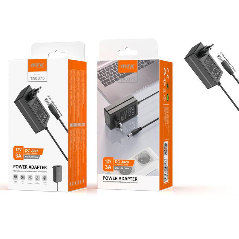 Cargador universal 36w TA0375 para router / LCD / portatil 12v 3a 5.5x2.5mm / 0053752