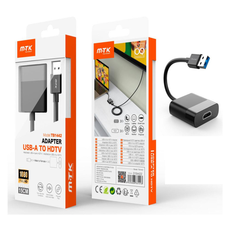 Adaptador Usb 3.0 a HDMI M/H / TB1442 / 4K Ultra HD / 15 cm / MTK / 0154422