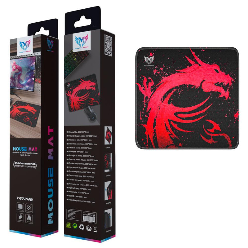 Alfombrilla Gaming TG7248 Dragon Rojo / 300x350x4mm / MTK / 0752481