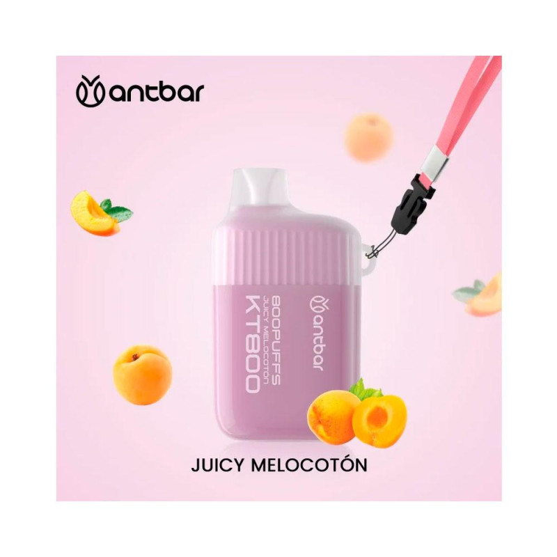 Vaper desechable Antbar KT800 Juicy Melocoton / 20mg / 800 Caladas / Colgante Incluido