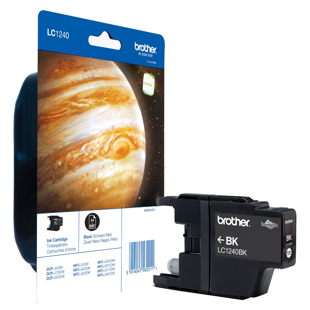 Tinta original brother lc1240bkbp negro 7.1ml + alarma