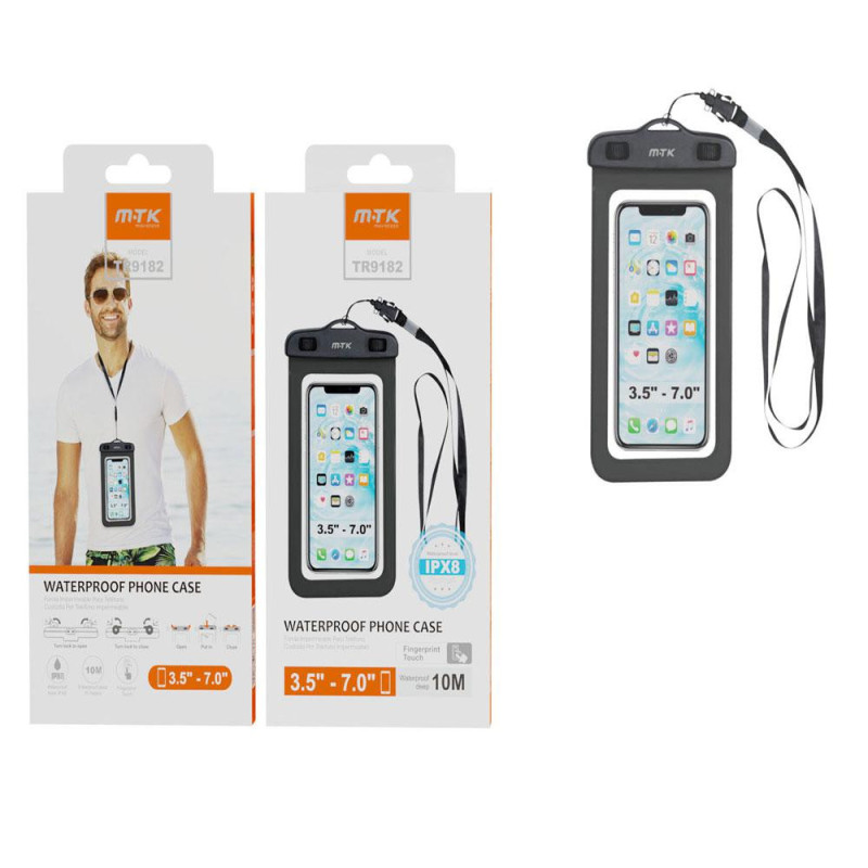 Funda impermeable Smartphone Hasta 7 pulgadas TR9182 / incluye correo / Negra / ONE+ / 0951822