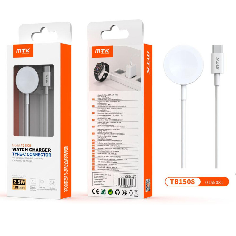 Cable de carga Type-c magnetico para Iwach S1 al S9 / 2.5w / 1.2m / TB1508 / MTK