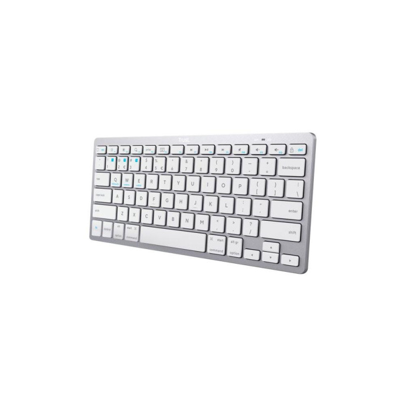 Teclado inalambirco Trust Basics /  Bluetooth 4.0 / Tamaño mini / Plata-Blanco / 24654