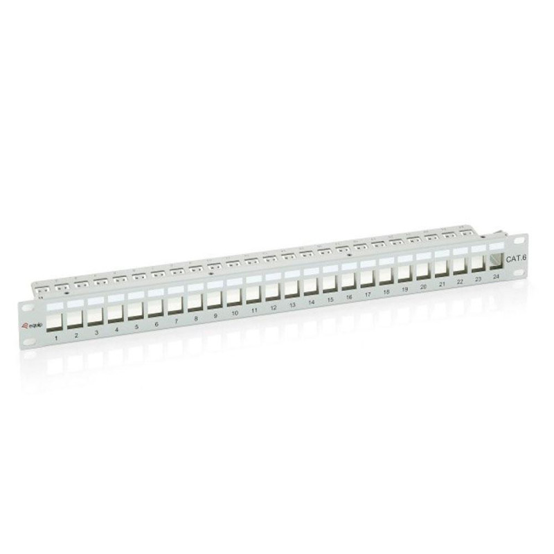 Patch panel 24 puertos cat.6 apantallado vacio color gris