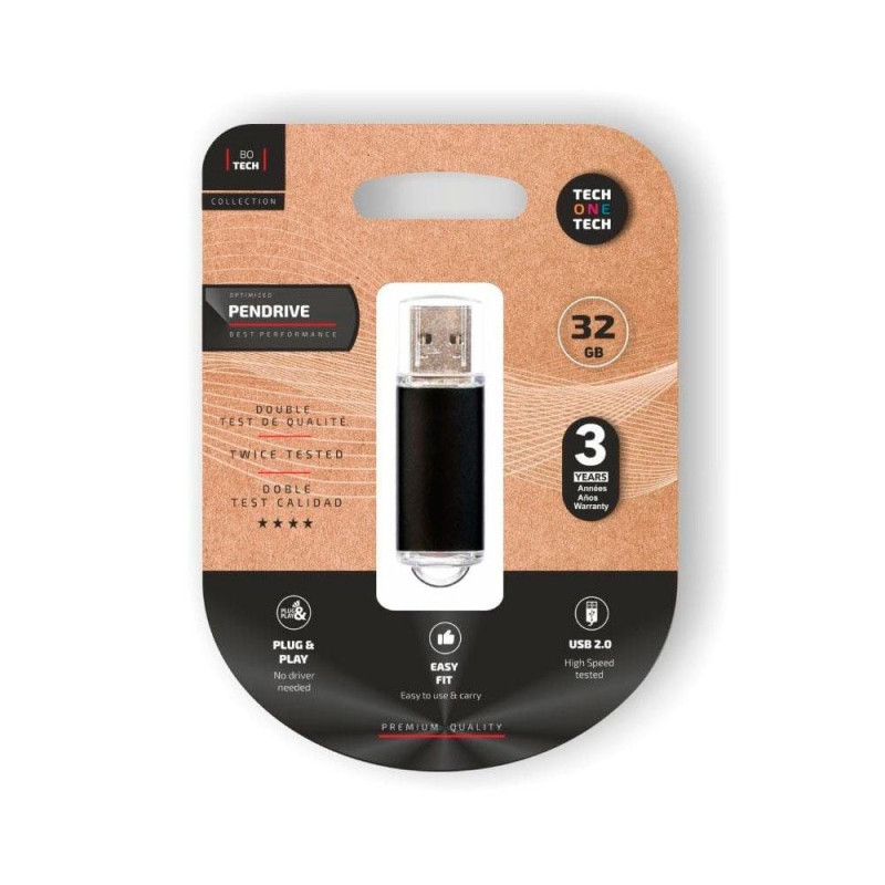Pendrive Tech One Tech USB 2.0 Basic / 32Gb / Negro / TEC3008-32