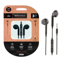 Auriculares Intrauditivos earTECH / Micrófono / Jack 3.5 / 1.2m / Sin Silicona / Negros / TEC1002 / Tech One Tech