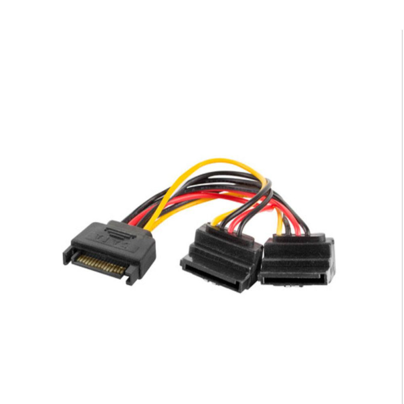 Cable alimentacion Sata macho a 2x Sata hembra 15cm / Lanberg  CA-SASA-10CU-0015