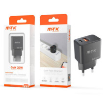 Cargador de red Usb QC3.0 + Type-C / GAN 20W / Negro / TA0383 / MTK / 0053832