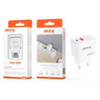 Cargador de red Usb QC3.0 + Type-C / GAN 20W / Blanco / TA0383 / MTK / 0053831
